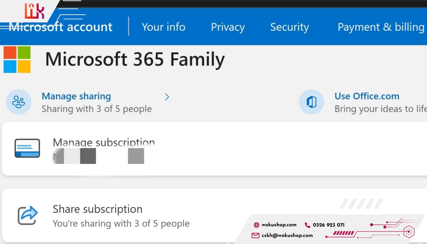 nâng cấp tài khoản Office 365 Family có thể chia sẻ cho 6 người cùng sử dụng