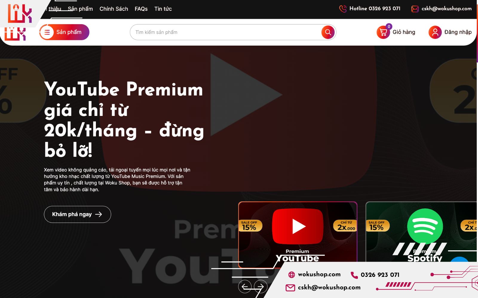 Truy cập vào website của Woku Shop để mua hàng