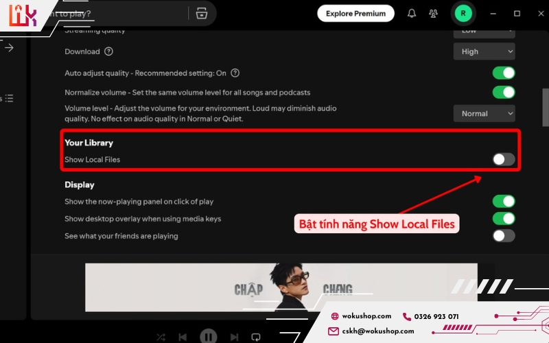Kích hoạt tính năng hiển thị file nhạc cục bộ trên Spotify 